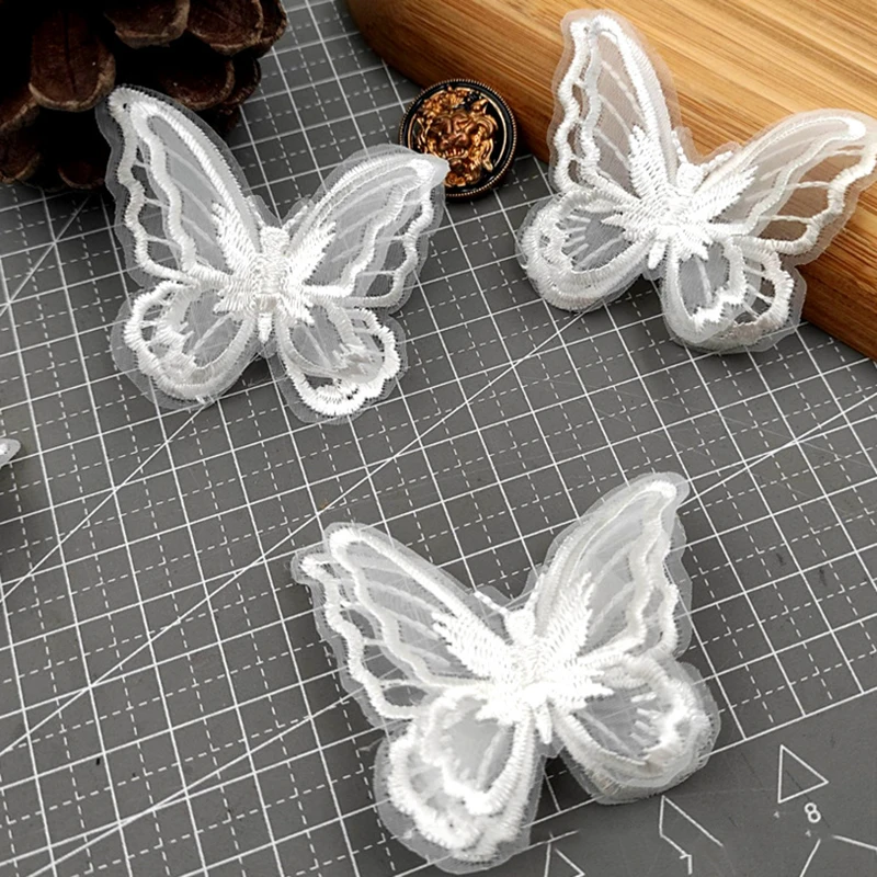 10pcs/lots double layer embroidery butterfly lace Ribbon for Diy Hair Accessories Clothing Headdress Trims | Дом и сад