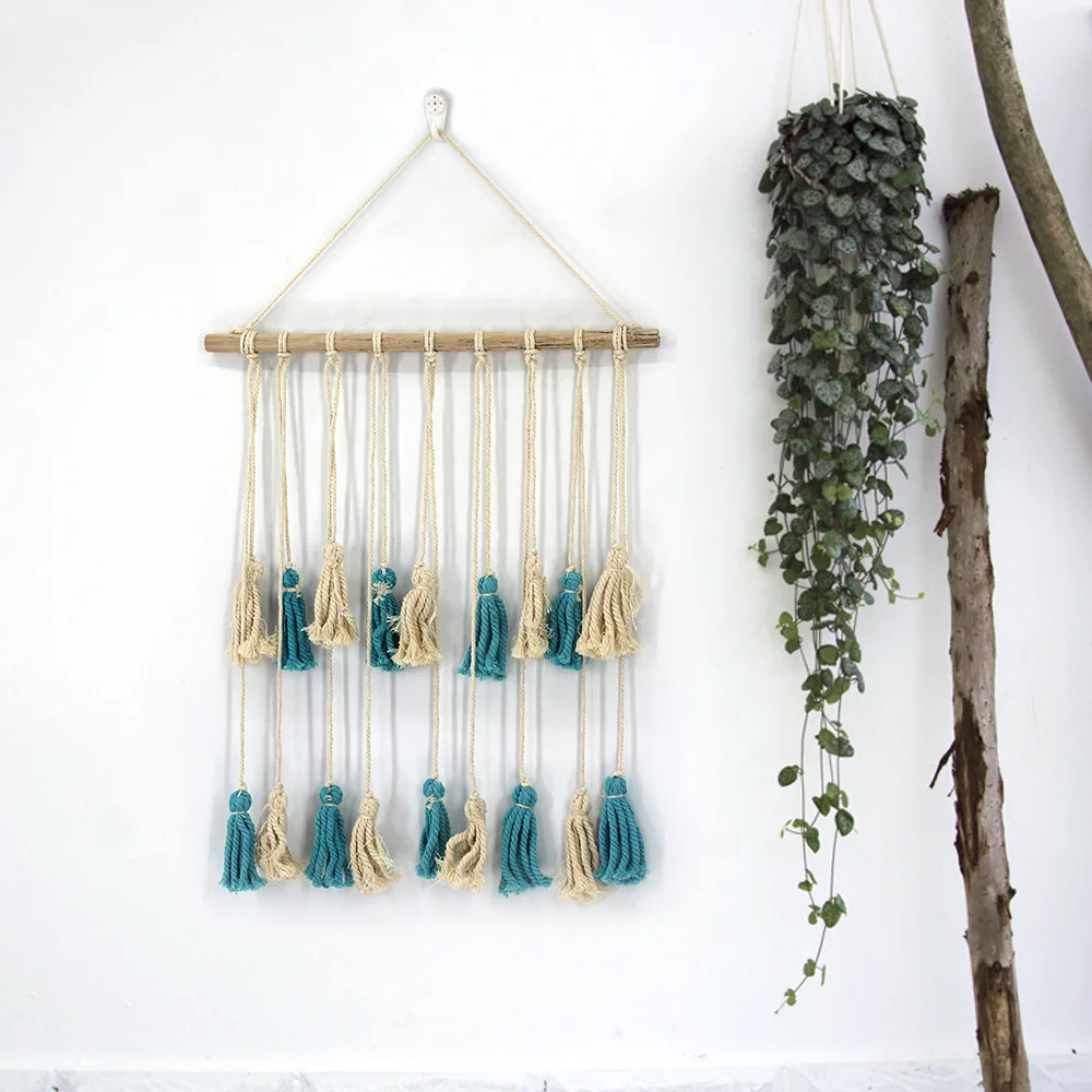 Скандинавское украшение для дома гобелен с кисточками тканые ремесленные