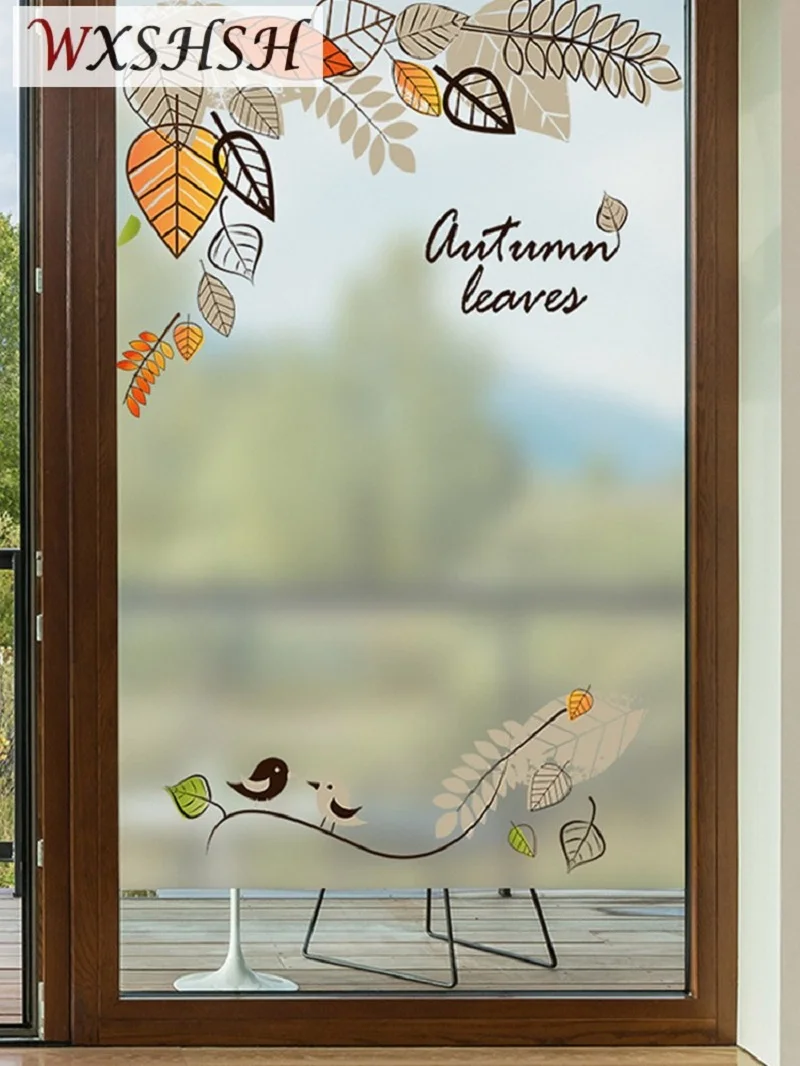 

Статическая липкая оконная пленка на заказ, осенний стиль, декоративная защита конфиденциальности, для окон, дверей, шкафов