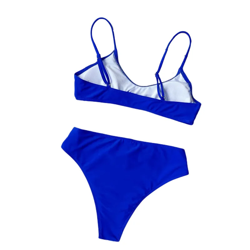 

Fashion 2 Pieces Bathing Suit Female U-Neck Sleeveless Spaghetti Strap Bikini Tops+Bikini Panties Split Two Pieces Bather Bikini