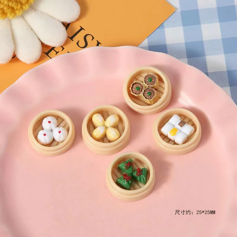 

10Pcs Mixed Decoration Simulation Dim Sum Toy Children's Chinese Food Resin Crafts Hair Bow Flatback Cabochons Scrapbooking