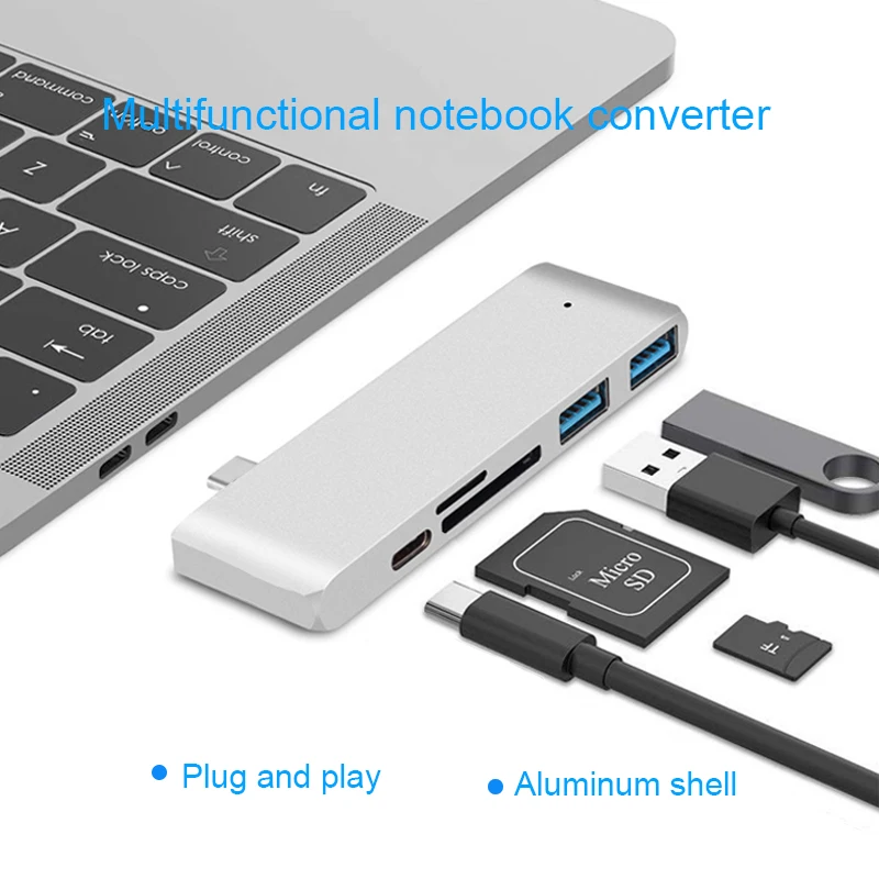 

Basix Type C концентратор с PD зарядным портом, 2 порта USB 3,0 s и SD/Micro SD кардридер для MacBook Hub Type c компьютерные аксессуары