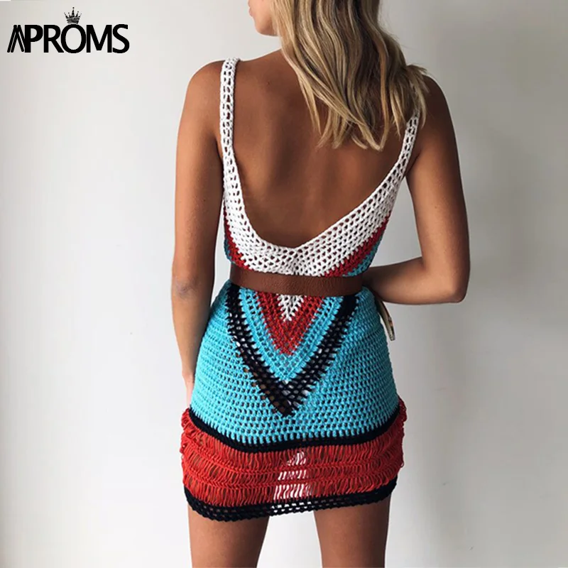 Платье Aproms женское короткое в богемном стиле пикантный Повседневный пляжный