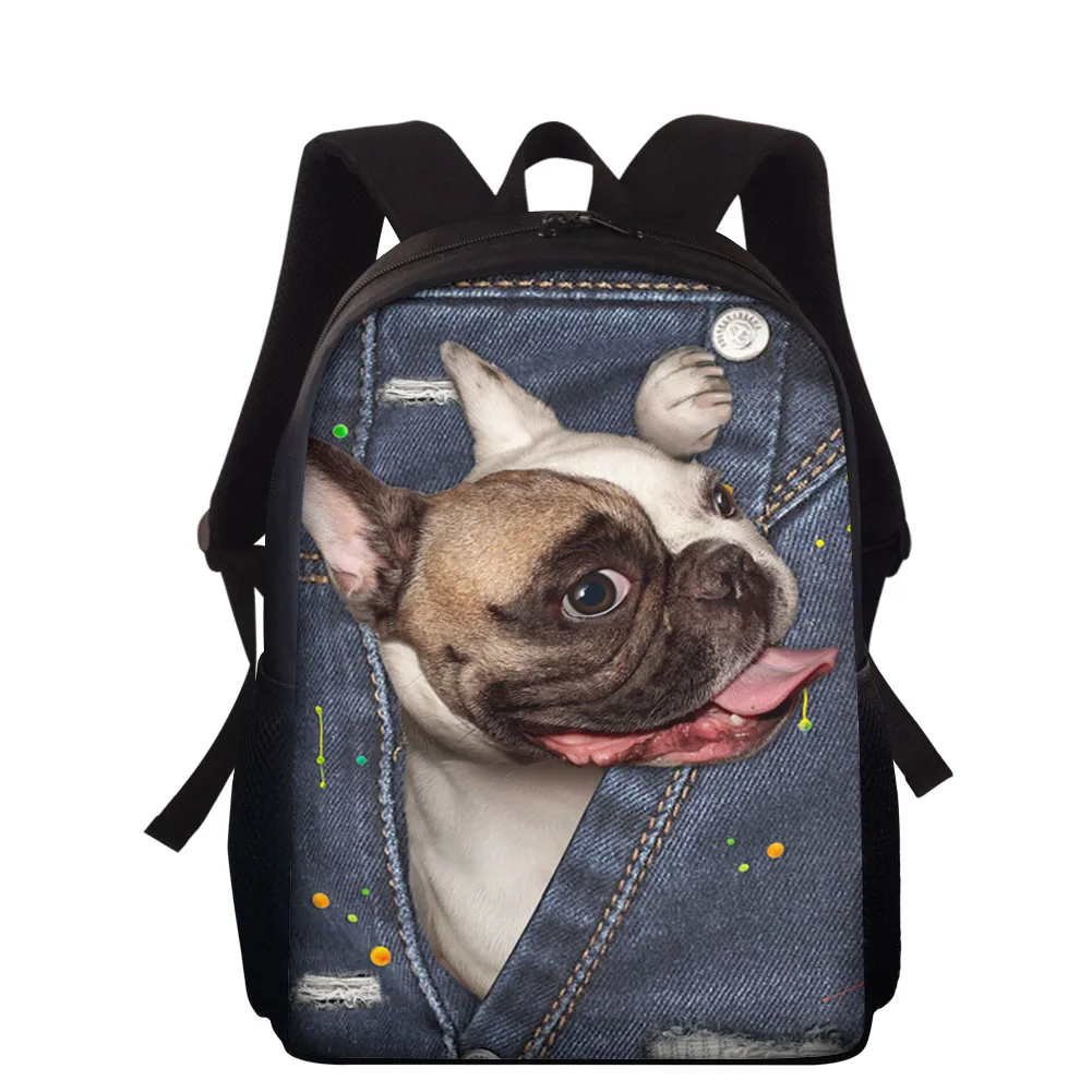 15 дюймов детский школьный рюкзак, милый ковбойский Карманный Рюкзак с принтом собаки, школьные сумки для девочек и мальчиков, школьная сумк...