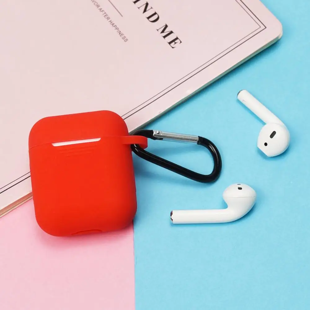 Черный Полный защитный чехол для Apple Airpods Air pods, портативный силиконовый чехол с брелоком для наушников, чехол для зарядки - Цвет: Черный