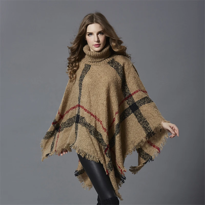 Poncho Sweater Women 2021 Winter Batwing Sleeve Loose Pullovers Tassels Hem Cloak Casual Tops Knitting Sweaters | Женская одежда