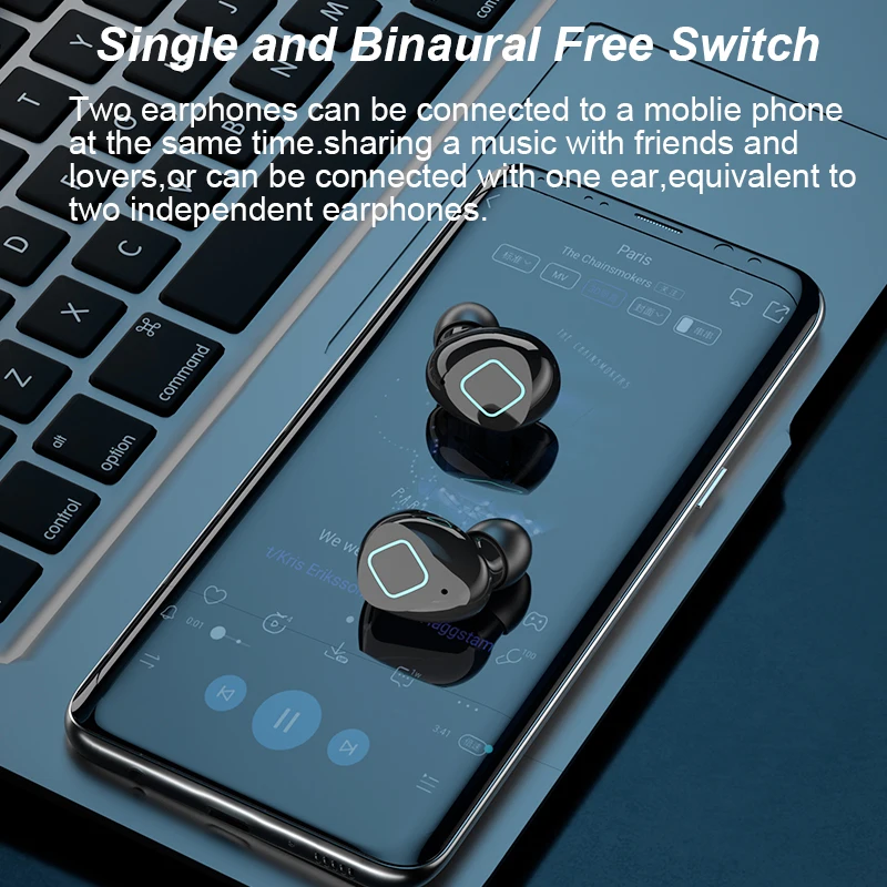 

TWS bluetooth headset touch waterproof sports earbuds binaural bluetooth speaker mini 10 thousand mAh rechargeable flashlight
