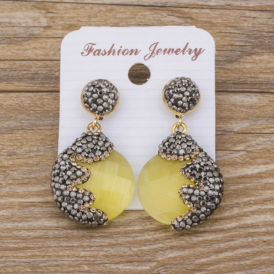 

Bohemia Vintage Drop Earring For Women Boho Jewelry Ethnic Natural Stone CZ Earrings Pendientes Summer Beach Holiday Jewelry