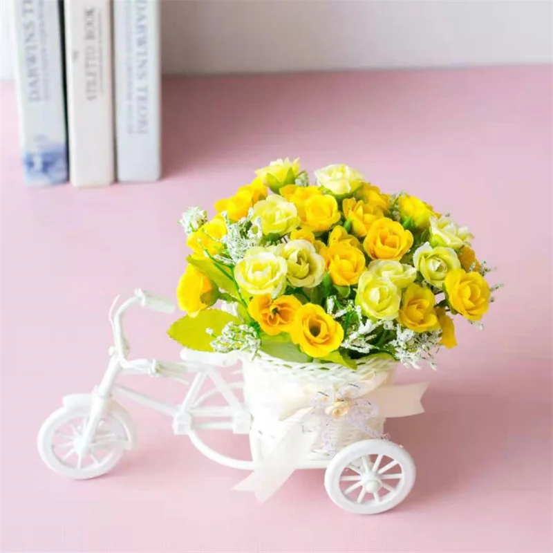 Ротанговый цветок корзина-ваза трехколесный велосипед модель домашний сад