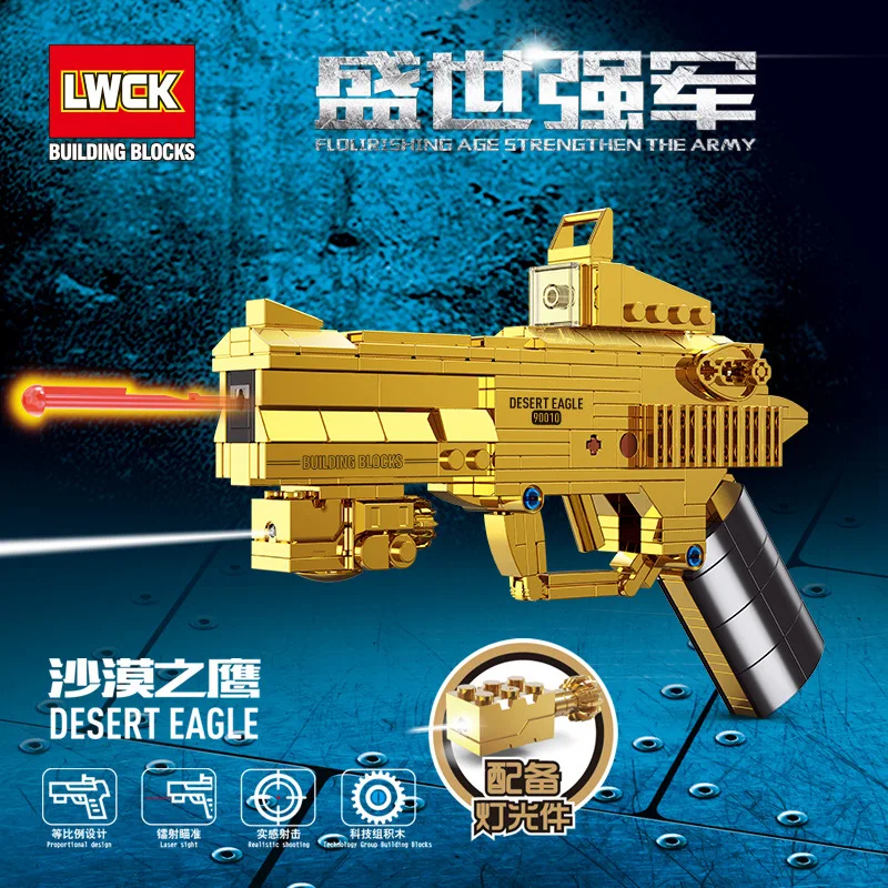 

Строительные блоки, Golden Desert Eagle, 327 шт., совместимы с традиционными размерами кирпичей, хороший подарок для детей и взрослых