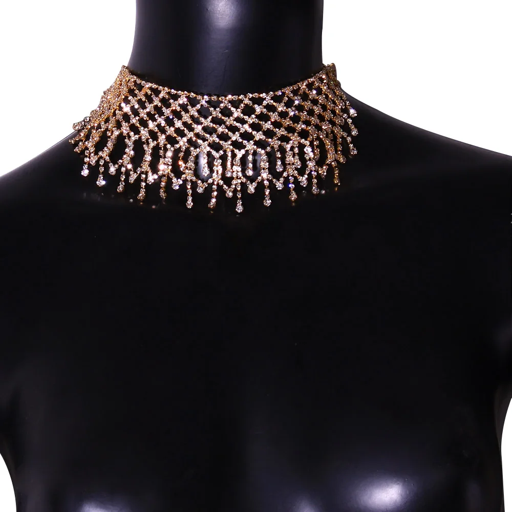 Ожерелье-чокер Stonefans со сверкающим полым воротником стразы массивное женское