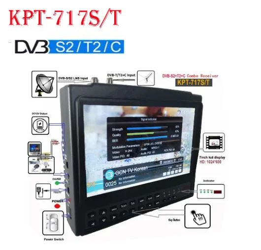 KPT 717S/T DVB S2 T/T2 C комбо Цифровой спутниковый Finder метр h.265 vs kpt716ts satlink ws 6933 SATLINK ST