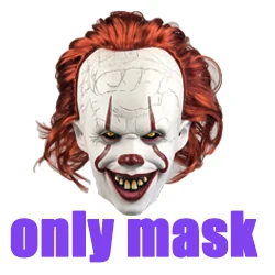 only mask Лидер продаж, костюм Стивен Кинг это пеннивайз для косплея, страшный костюм Джокера на заказ, нарядный костюм на Хэллоуин, маскарадный костюм для вечеринки - Цвет: only mask