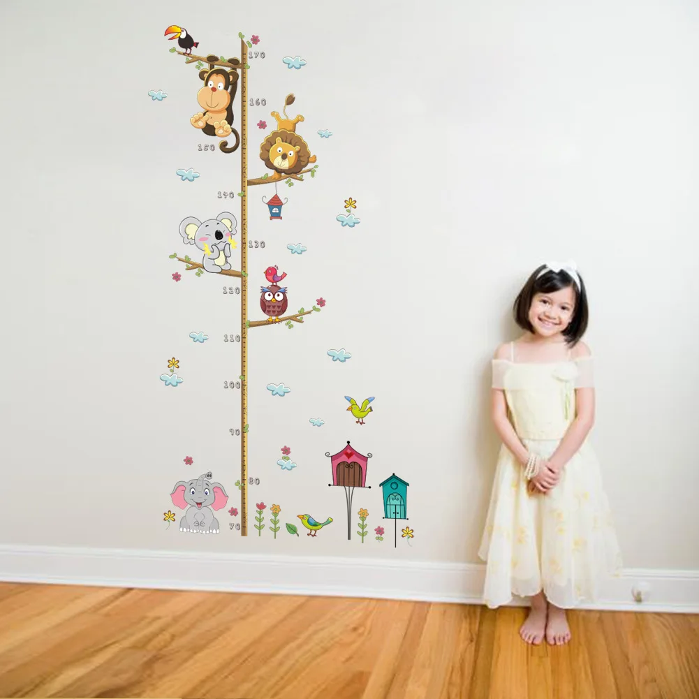 

Cartoon elephant lion zoo height stickers children's room wall decoration wall stickers wall decor