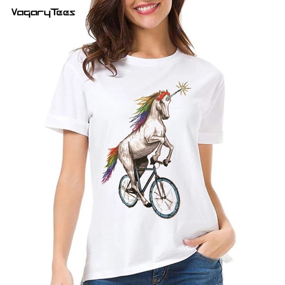 

Футболка женская в стиле ретро с принтом единорога и фиксированного снаряжения