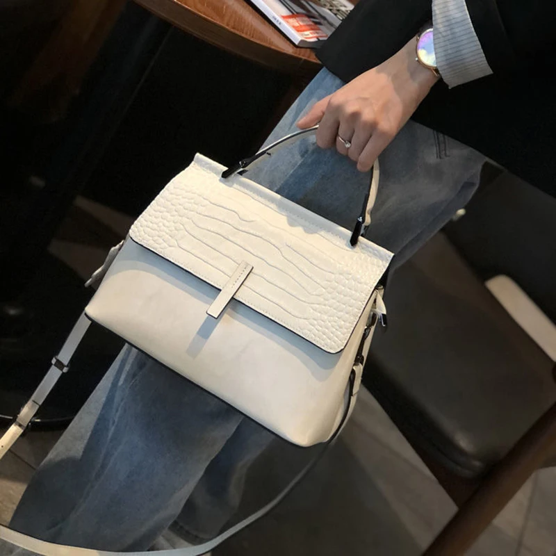 

New Women Shoulder Bag Crocodile Pattern Luxury Commute Shopping Handbag Solid Color Female PU Leather Crossbody Bags Wholesale