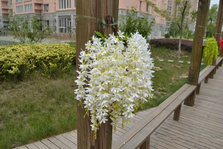 Koop Vijf Takken Elk Boeket Kunstmatige Opknoping Orchideeën Planten Nep Zijde Bloem Wijnstok 5 Kleur Voor Wedding Achtergrond Party Decoratie