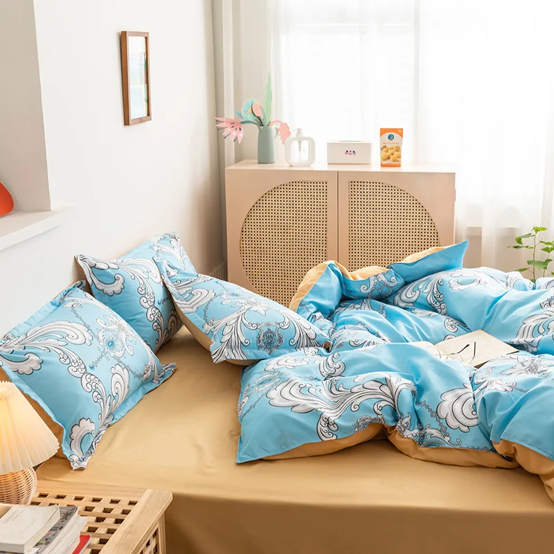 

Skin-friendly Aloe Cotton Four-piece Dormitory Quilt Cover Pillowcase Imitation Cotton Sanding Three-piece Set Bedding Set