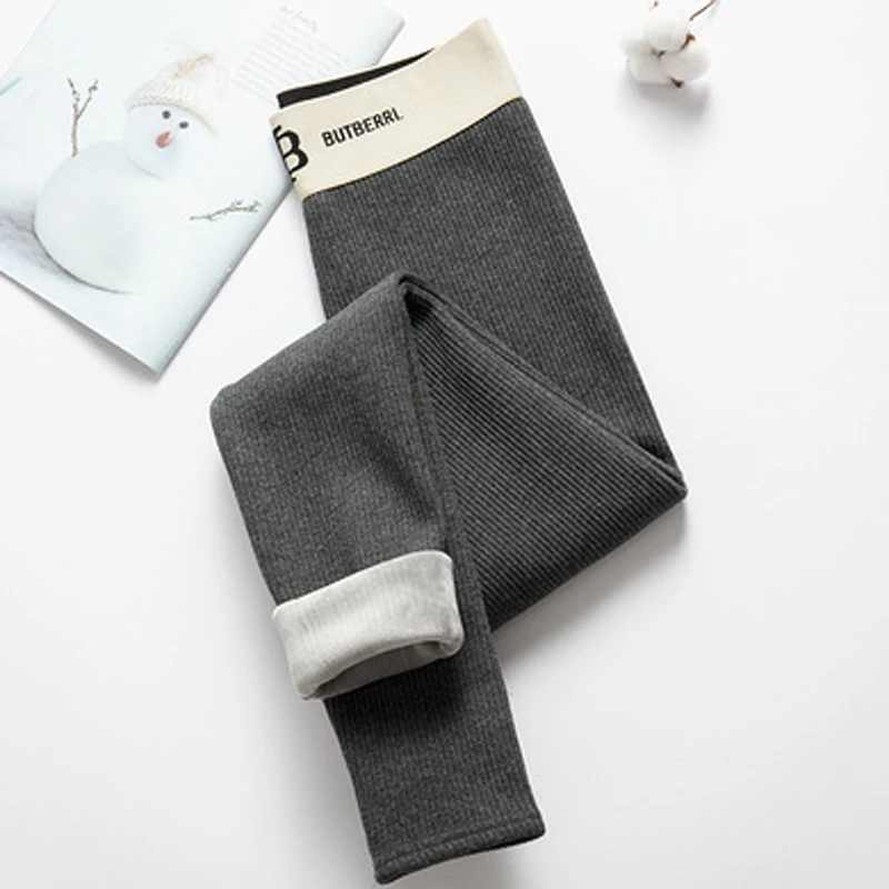 Леггинсы женские зимние эластичные до щиколотки с высокой талией и надписью |