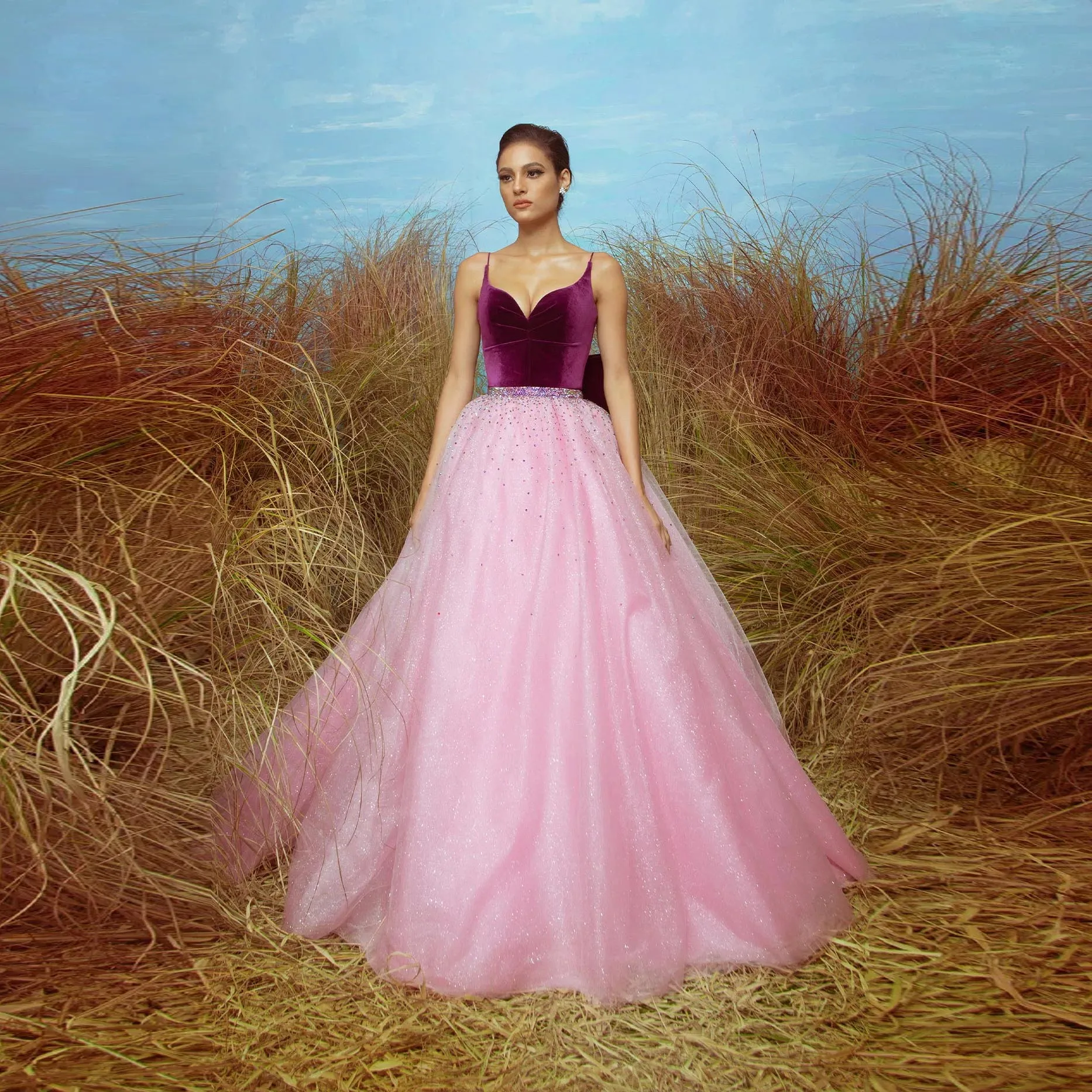 

Sparkly Tulle Ball Gown Skirt High Waist Crystals Beaded Light Pink Evening Skirt Zipper Wedding Skirt luxurious Puffy Skirts