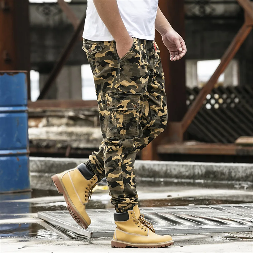 Мужские брюки-шаровары с множеством карманов повседневные Модные брюки-карго