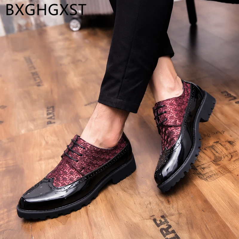 

Туфли-Броги мужские классические, лакированная кожа, высокие берцы, роскошные брендовые строгие туфли, 2022