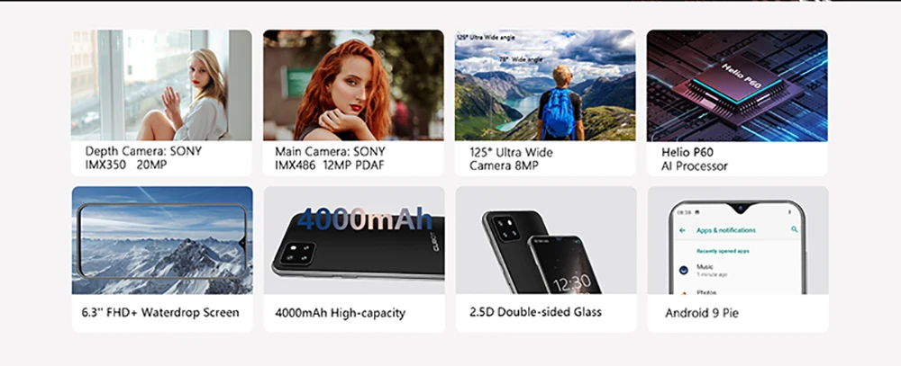 Cubot X20 Pro Смартфон SONY AI режим тройная камера 6," FHD+ экран капли воды сотовый телефон 6 ГБ RAM+ 128 ГБ ROM Памяти Android 9,0 Лицо ID Cellura Helio P60 Процессор 4000 мАч Большая Батарея 4G