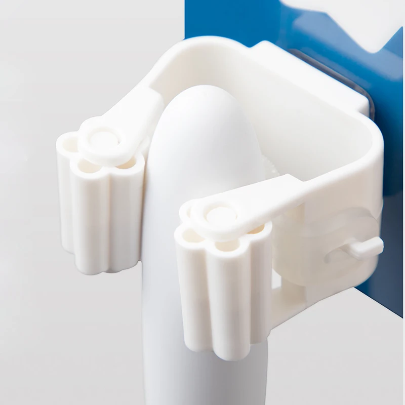 

Wall Mounted Mop Clip Colorful Organizer Rack Cleaning Tools Shelf Door Back Hanger Household Broom Storage Adhesive Pipe Hook