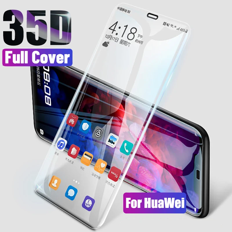 Изогнутое закаленное стекло 35d для Huawei P20 Lite Защита экрана Y6 2019 P Smart 2018 Z Mate 20 Pro P30