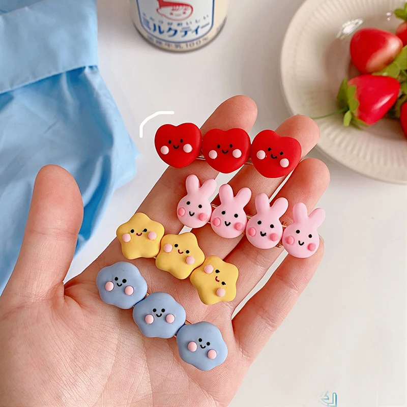 

SHUANGR Cute Children Student Cream Star Hairpin Female Sweet Love Side Clip Bangs Word Clip Top Clip Headdress