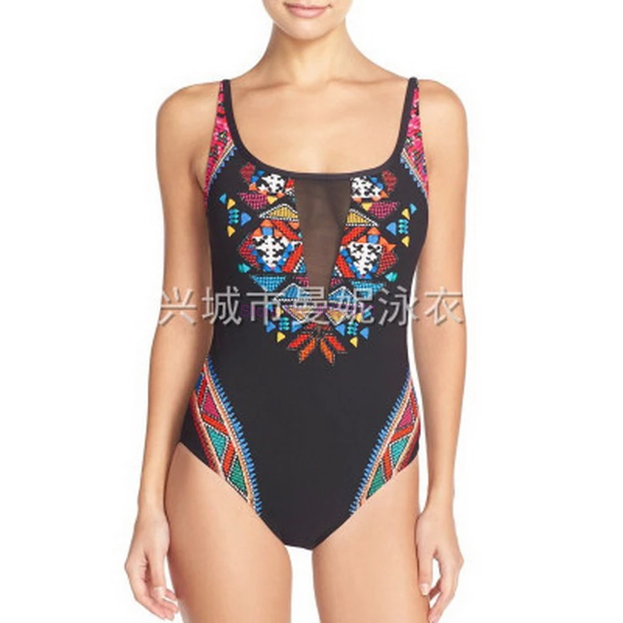 100 шт. женские купальники с геометрическим рисунком высоким вырезом