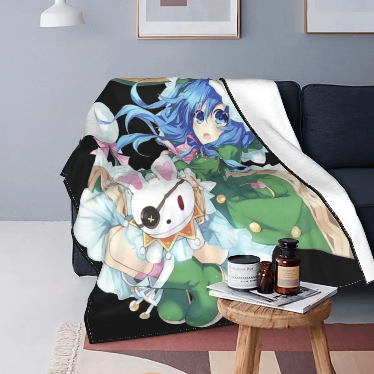 

Date A Live Yoshino-Manta de forro polar, decoración textil de Anime, manta fina ligera multifunción para edredón de oficina en
