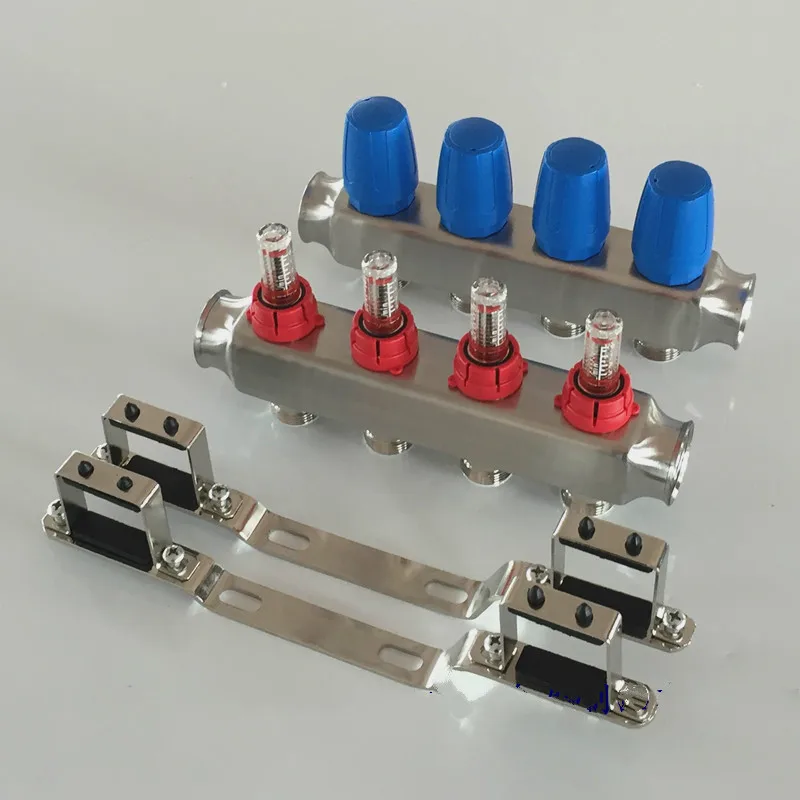 Underfloor heating manifolds 4 ports stainless steel 1' for 1/2 pex |