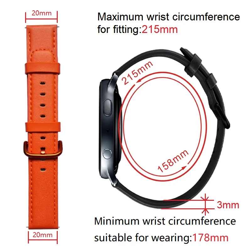 Ремешок из натуральной кожи для Samsung Galaxy Watch Active 2 42 мм браслет смарт-часов Amazfit bip gtr
