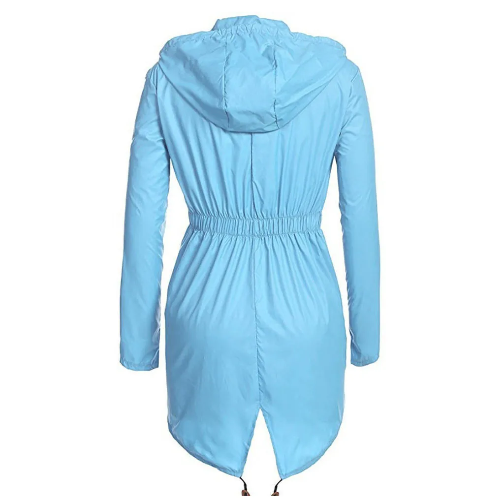 Plus Size Women's Lightweight Hooded Raincoat Waterproof Active Outdoor Rain Jackets Casual Solid Color Cycling Coat For