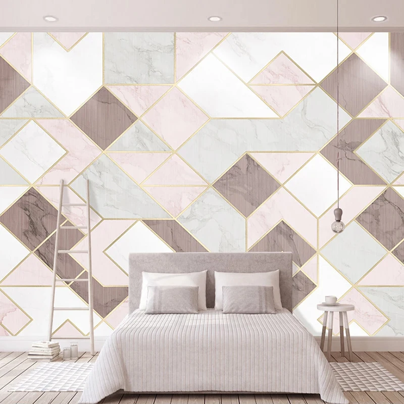 

Custom Pink Geometry TV Background Wall Home Decor Mural Modern Design Living Room Bedroom 3D Photo Wallpaper Papel De Parede