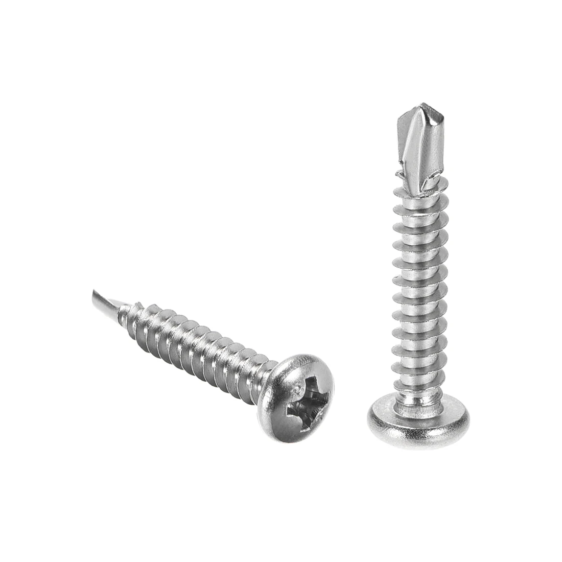 

uxcell 100pcs #8 x 2" Self Tapping Screws 410 Stainless Steel Phillips Pan Head Self Drilling Screws Wood Tail Screw