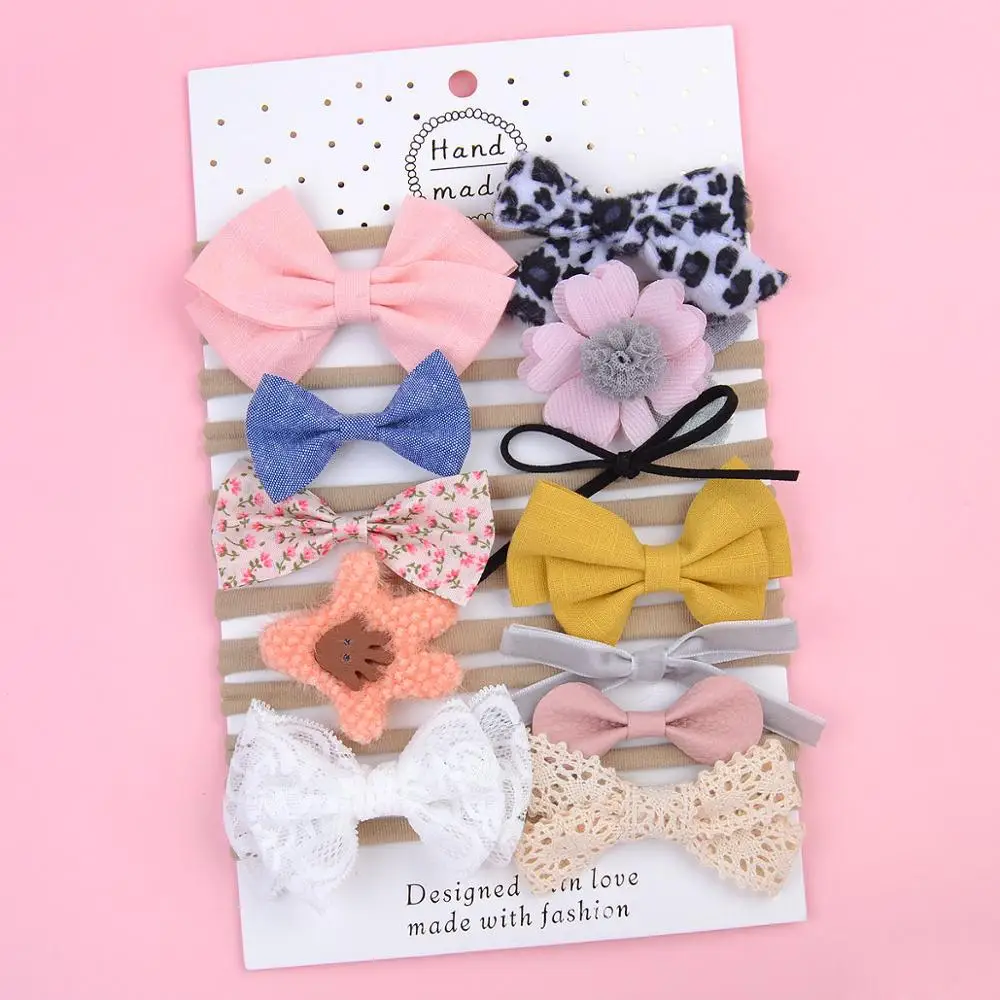 Детские однотонные повязки на голову в горошек эластичные хлопковые резинки для