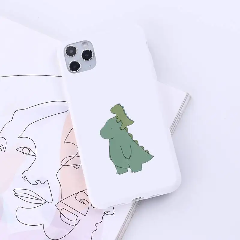 

Lovely cartoon Little dinosaur Phone Case Candy Color for iPhone 6 7 8 11 12 s mini pro X XS XR MAX Plus