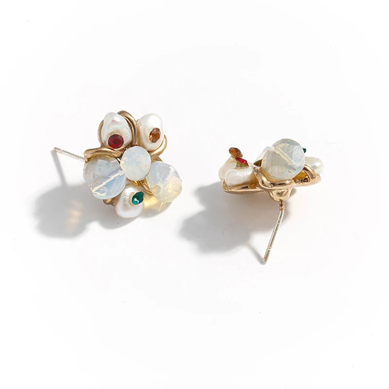 Yhpup трендовые элегантные серьги гвоздики с натуральным жемчугом в виде цветка