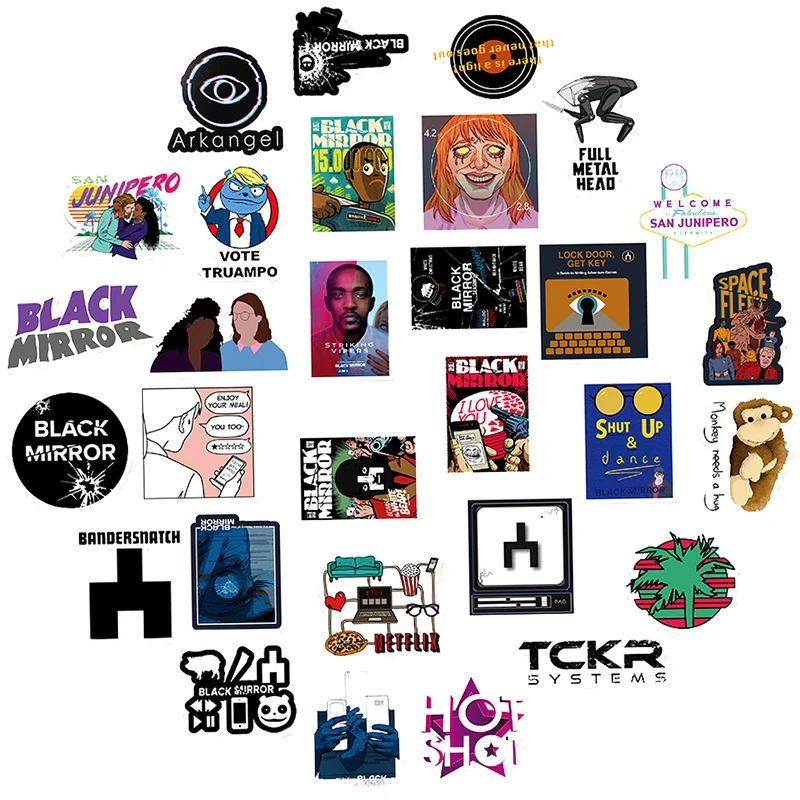 Espejo negro para nevera, port&aacute;til, Snowboard, Maleta, resistente al agua pegatina de Graffiti, cl&aacute;sico, Europa y Am&eacute;rica, 50 Uds.-0