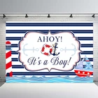 Фон для фотосъемки Ahoy для мальчиков в голубую полоску лодка морской моряк День Рождения Декор для вечеринки фотография фон для фотостудии