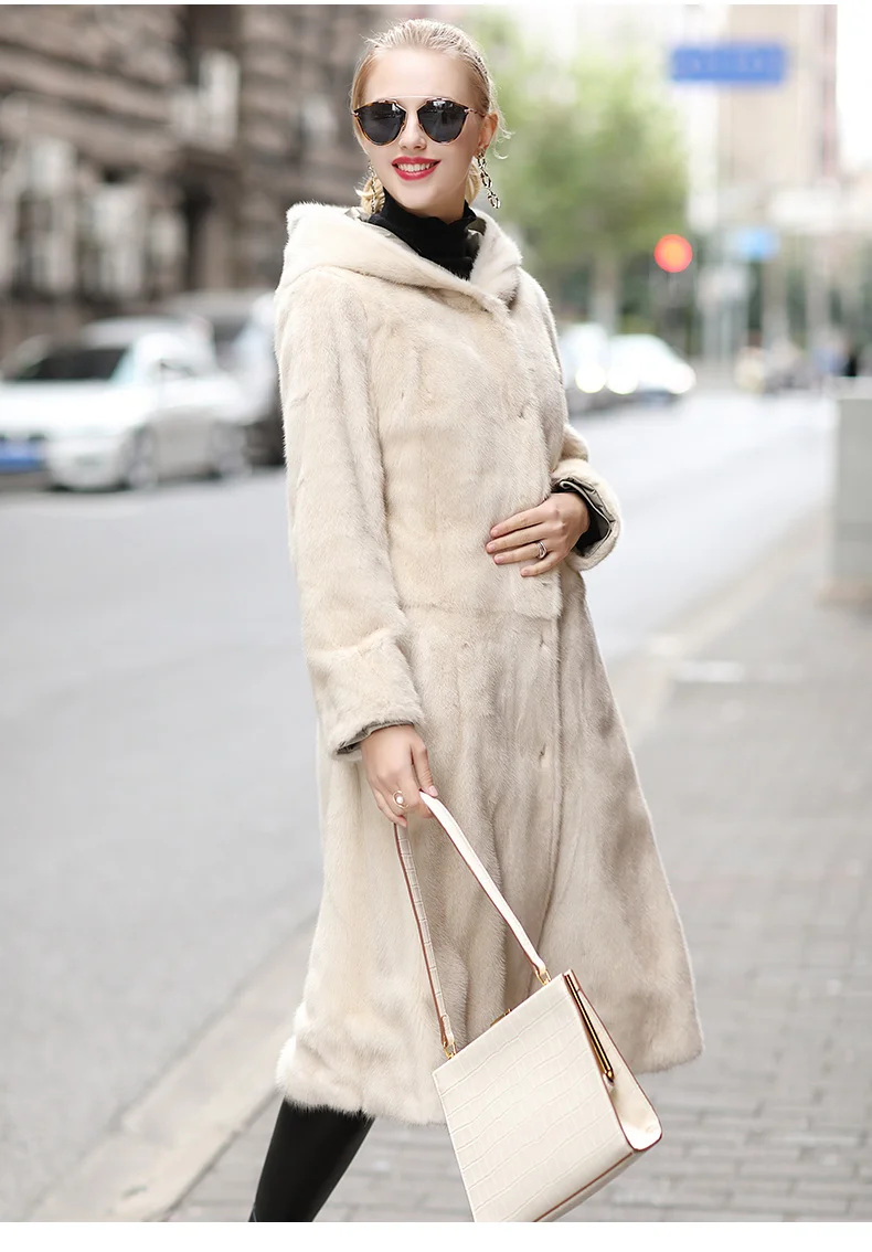 

2020 mink fur mink hooded double-sided Pike coat fur coat women's fur coat