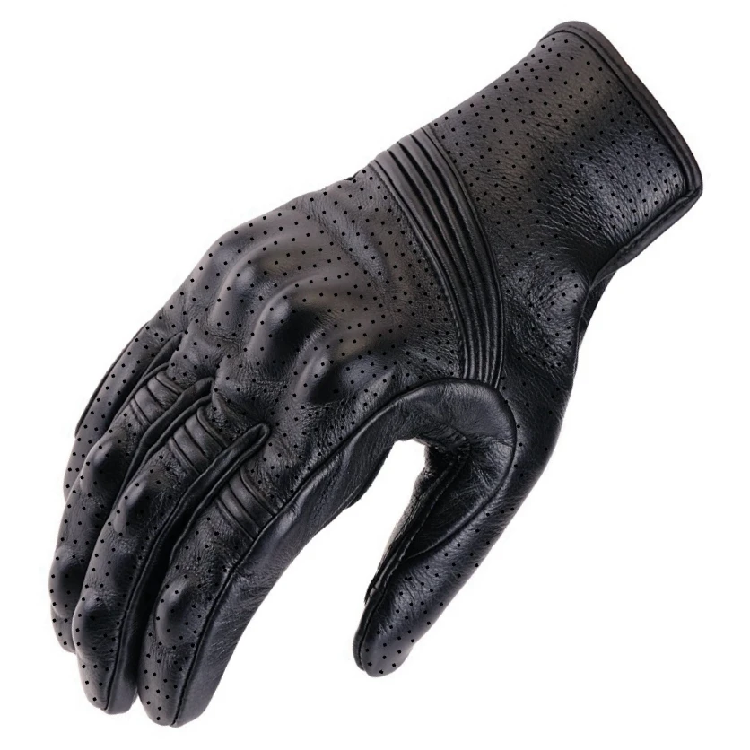 Мотоциклетные перчатки кожаные с перфорацией в стиле ретро защитная Экипировка