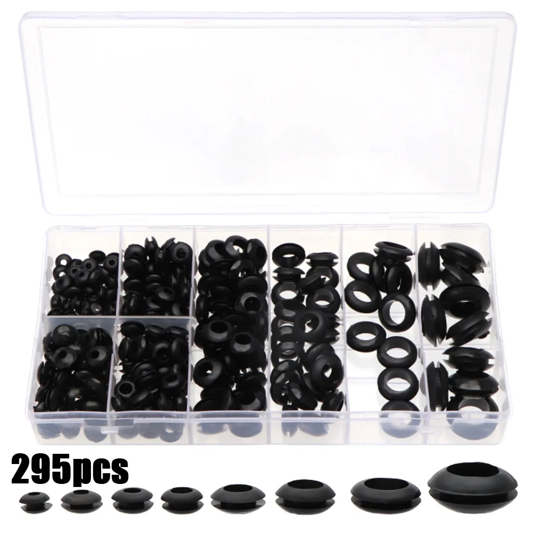 

295Pcs Boxed Rubber Grommets 8 Sizes Grommet Gasket For Wire Cable Waterproof Protect Wire Tool Set Cable Hose Part Rubber