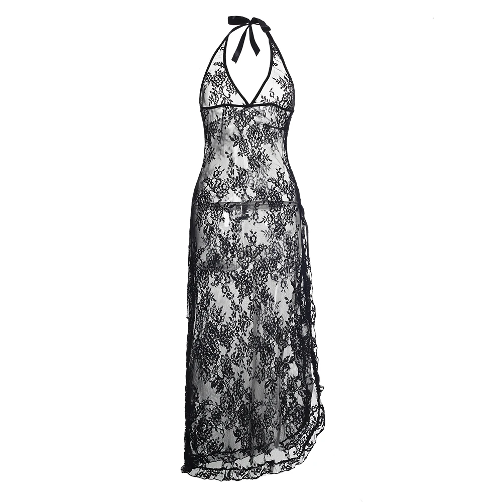 Плюс размер XXXL 5XL 6XL женское сексуальное нижнее белье кружева Babydoll Chemise Porno сексуальное нижнее белье платье прозрачное Haltter эротическое белье