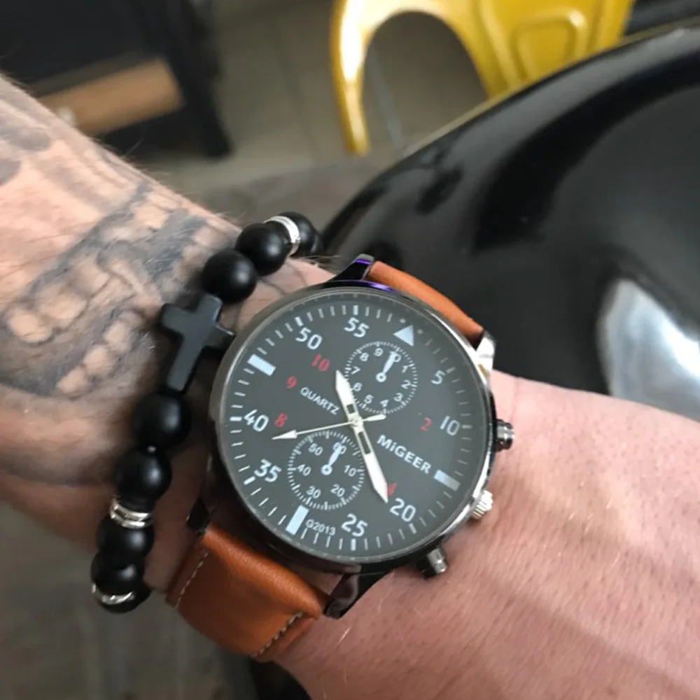 

Модные Мужские Простые кварцевые часы с кожаным ремешком, повседневные универсальные студенческие парные повседневные деловые часы