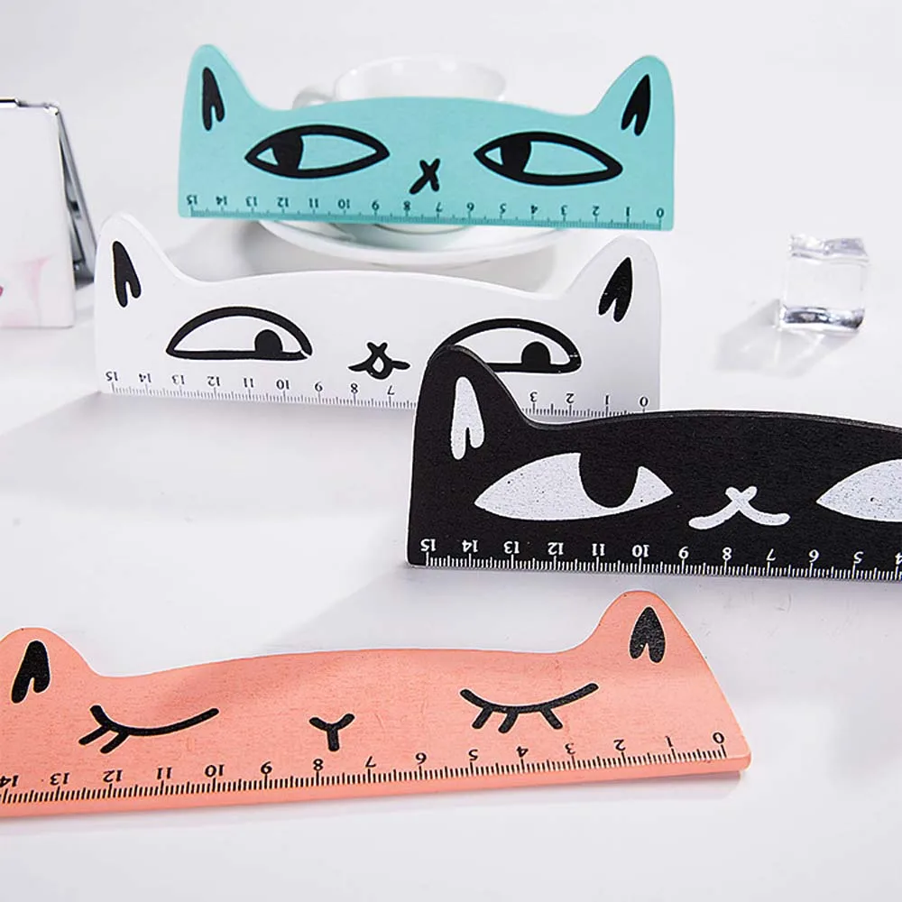 3 цвета на выбор Kawaii Cat прямая Линейка школьные принадлежности забавные