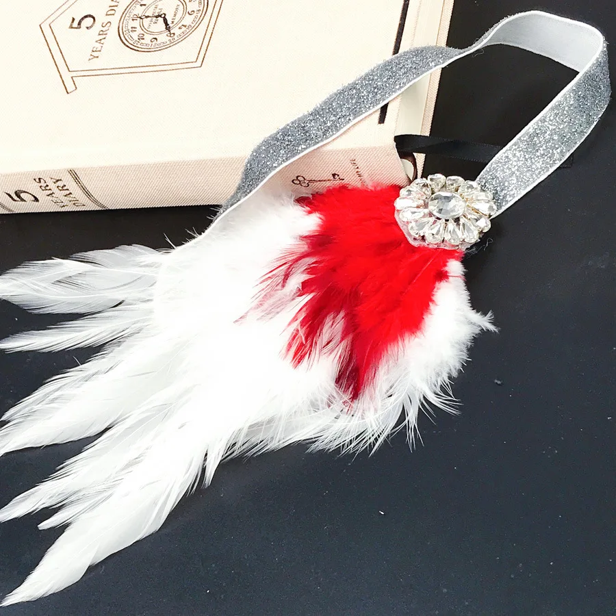 

1920s Headband Women Headpiece Feather Flapper Headband Great Gatsby Headdress Vintage Hair accessories White Headband