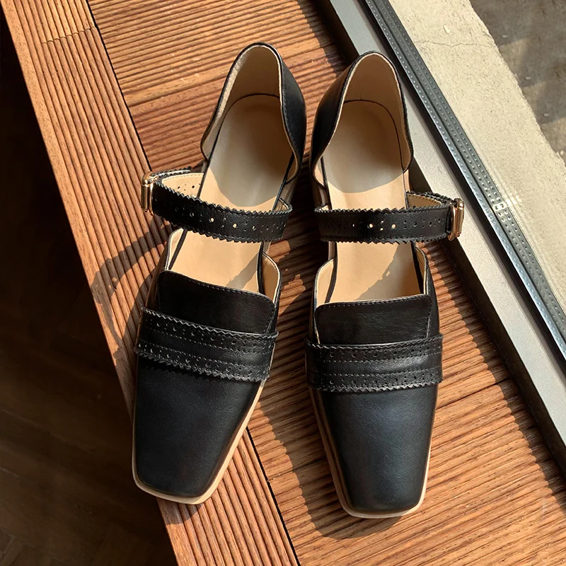 

Summer Women Sandals 2021 New Thick Heel Comfort Oxfords Sandals Open Toe Shoes Woman Genuine Leather Fashion Steinmeier